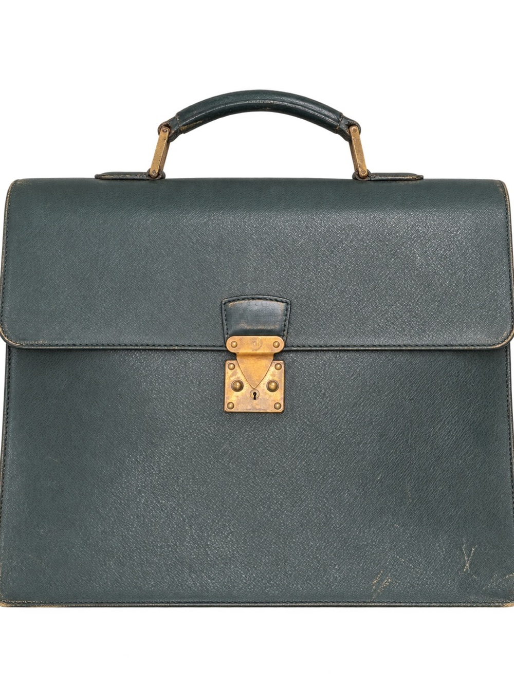 Louis Vuitton Vintage Green Taiga Leather Briefcase Document Case S-Lock